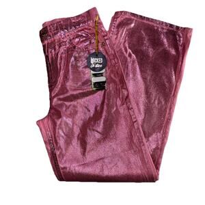 Wicked Justice Jeans Girls Size 14 Pink Movie Metallic Denim Baggy Loose